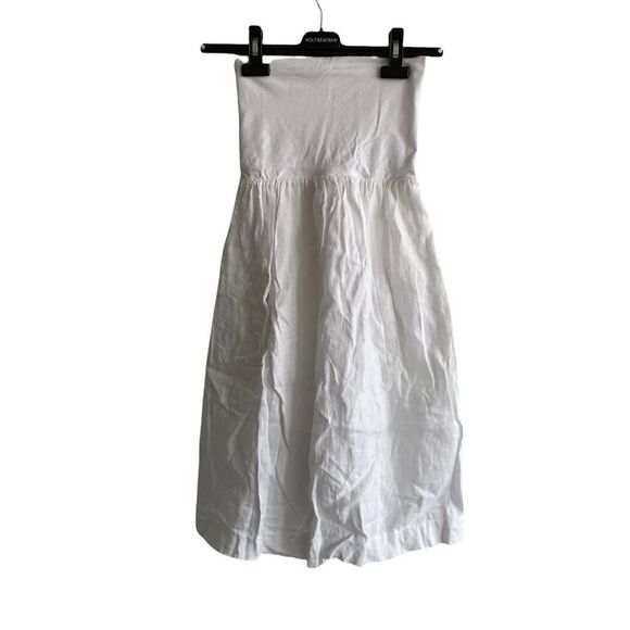 THEORY White Summer Travel Strapless Linen Tube Top Mini Dress One Size - Picture 1 of 5